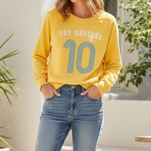 Womens Yellow Sundry Los Angeles 10 Pullover Sweatshirt XS Soft and Cozy